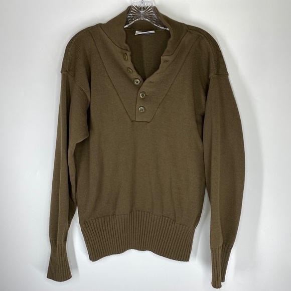 DSCP Garrison Collection Military Brown Pullover Henley Sweater Size Large - Picture 1 of 4
